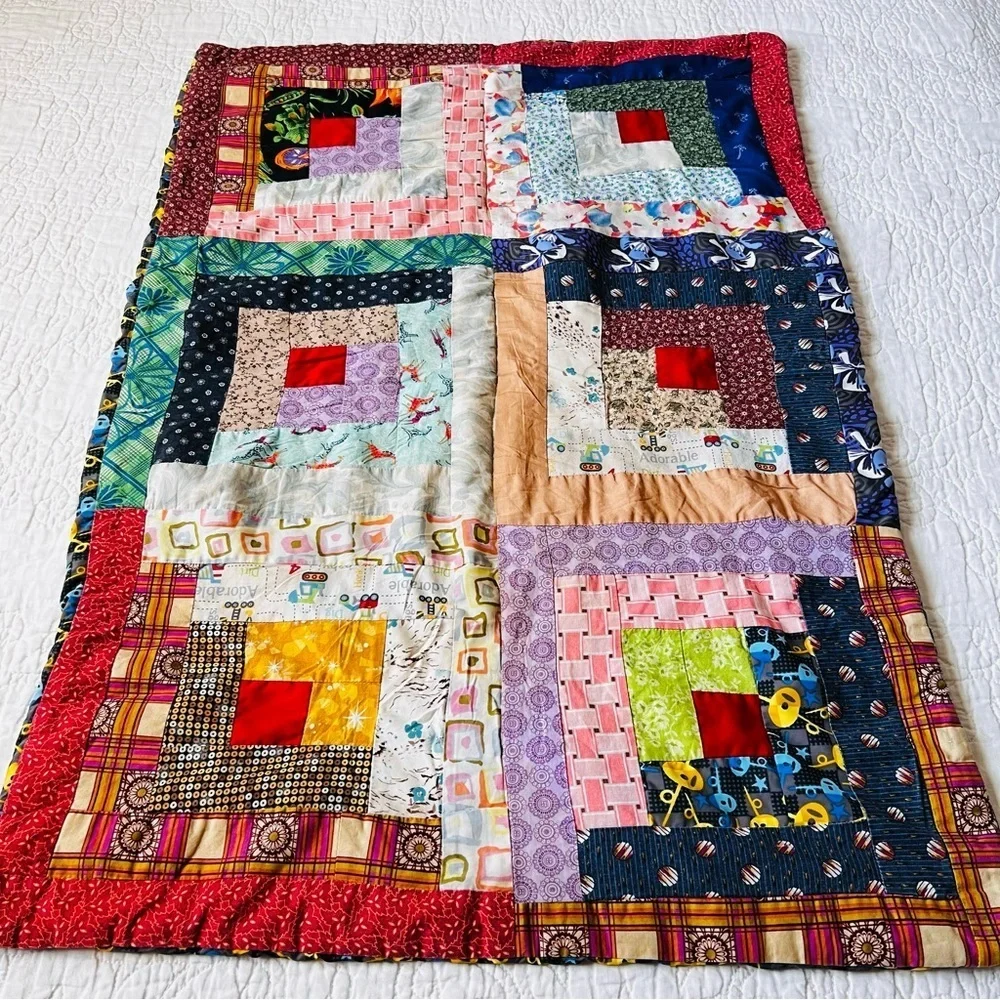 40”x27 Homemade Quilted Throw ,picnic quilt.